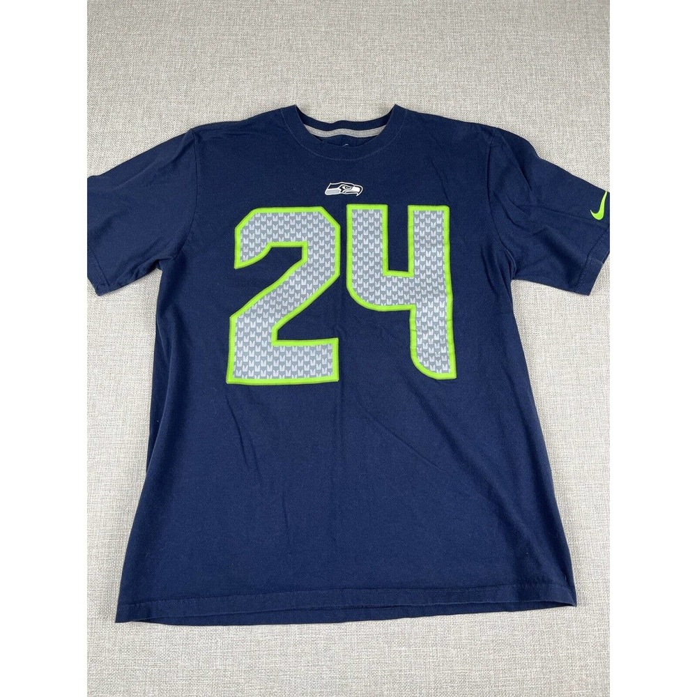 Nike Seattle Seahawks #24 Marshawn Lynch Regular Fit T-Shirt Size L Beast Mode